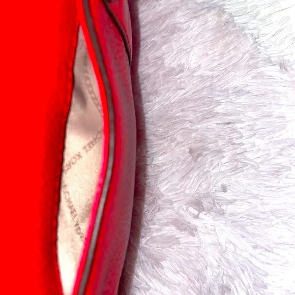 Michael Kors MK Nouveau Hamilton Leather Satchel Crossbody Bag Purse in Red - Picture 13 of 17